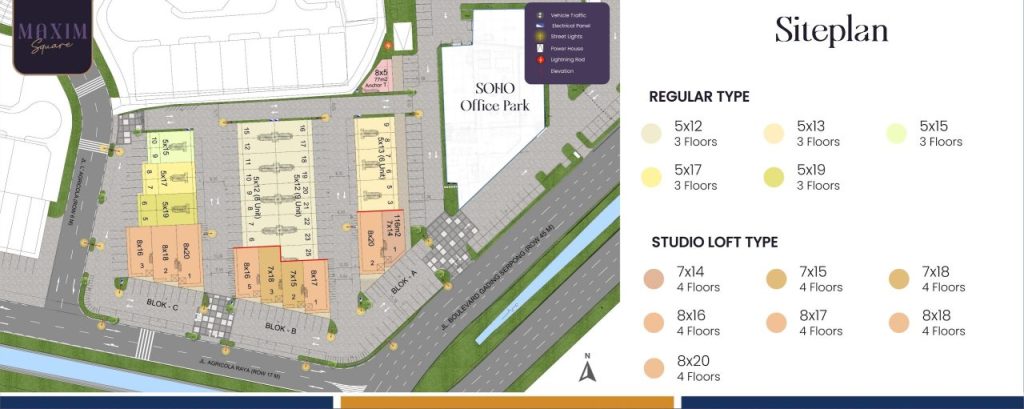 siteplan ruko maxim square