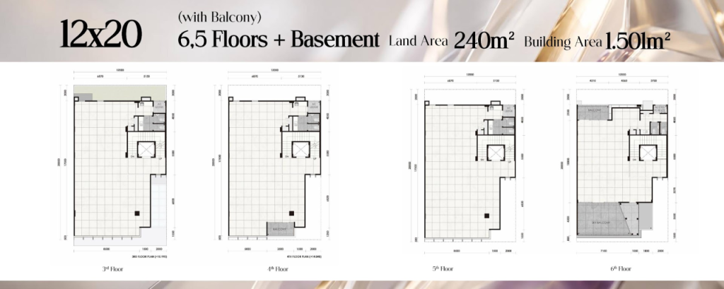 Layout Victoria business loft tipe 12x20 lantai 3-6 tipe dengan balkon