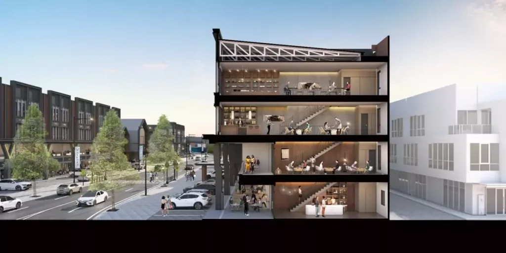 penampang samping Oxford Square