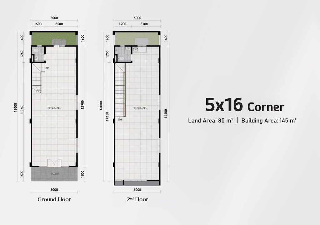 layout ruko altadena square 2 lantai 5x16 corner