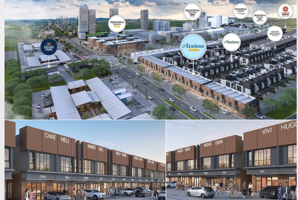 Altadena Square birds eye view dengan facade