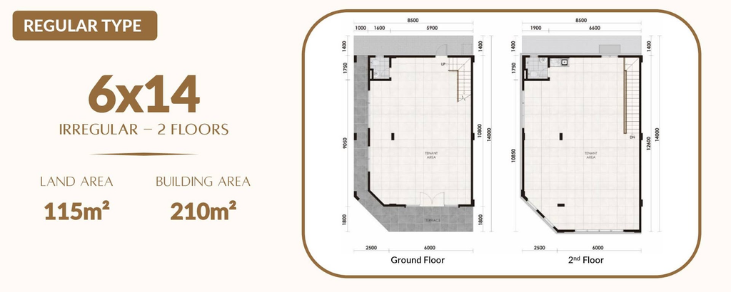 layout ruko aniva grand boulevard tipe 2 lantai 6x14