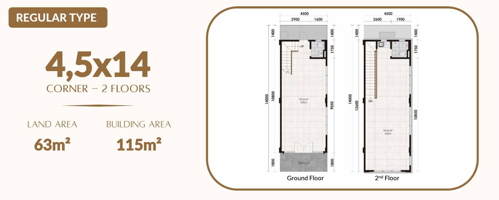 layout ruko aniva grand boulevard tipe 2 lantai 4,5x14 corner