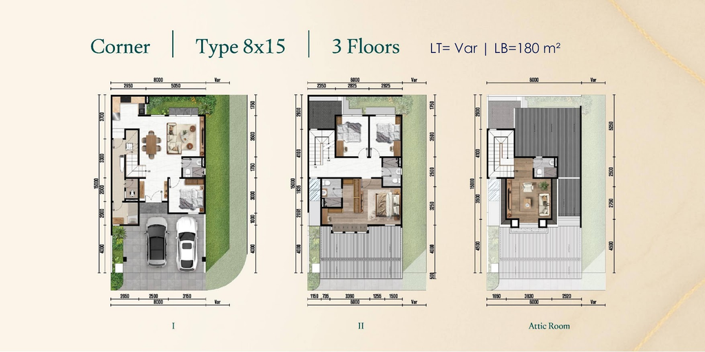 layout corner rumah altadena 8x15