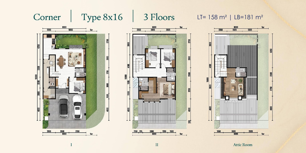 layout corner rumah altadena 8x16